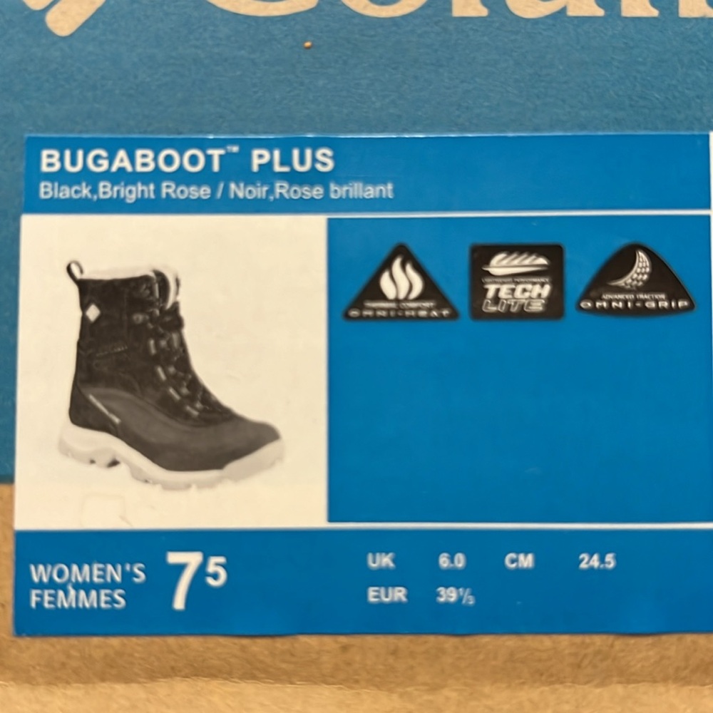 Columbia Bugaboot Plus black and bright rose boots size 7.5 women - Picture 8 of 9